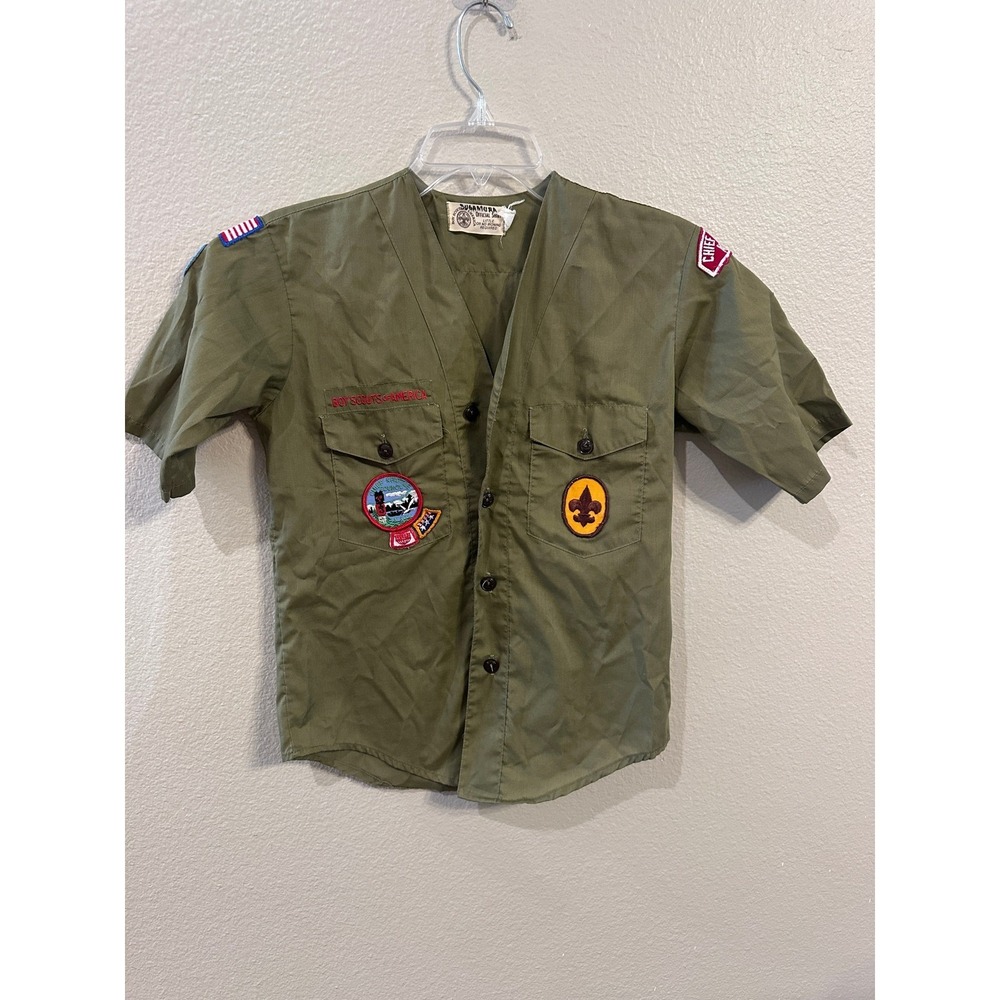 Boy Scouts of America Uniform‎ Shirt Patches Olive Green Collectible Size?